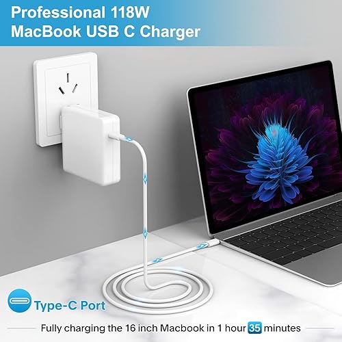 Miniatura 2 de Cargador para Mac Book Pro adaptador de corriente de cargador USB C de 118 W para USB C MacBook Pro 16 15 14 13 pulgadas MacBook Air de 13 pulgadas