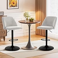 Vista 3 de COLAMY Bar Stools Set of 4, Modern Swivel Bar Chairs, Adjustable Upholstered Barstools Counter Height with Full Backrest for Bar, Dining Room