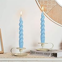 Vista 7 de Spiral Taper Candle Blue Candlesticks-Gedengni 7 Inch Short Tapered Candles Spiral Candle Sticks Unscented Twisted Taper Candles for Holiday Wedding