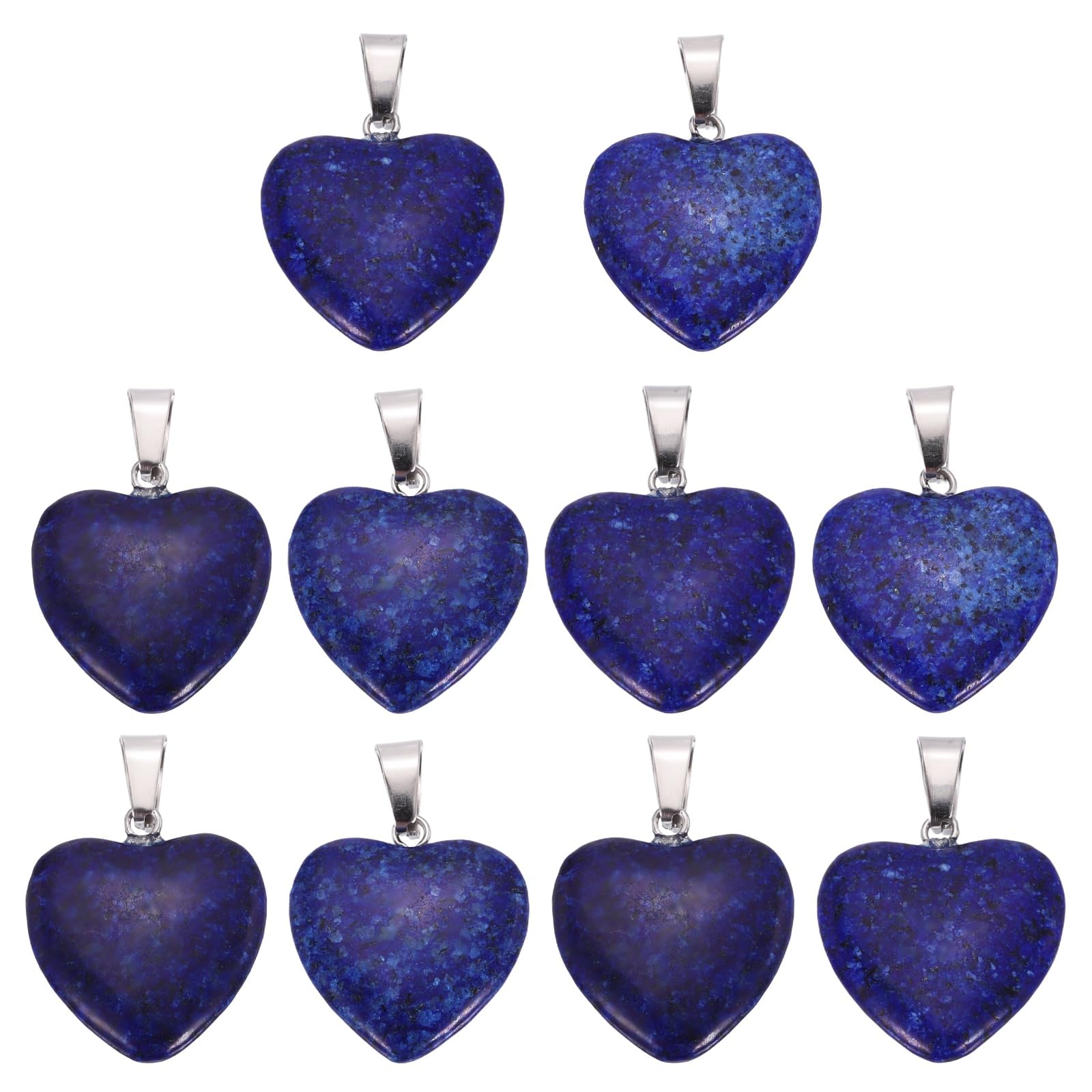 sourcing map 10 Pcs Heart Stone Pendants, 20mm Natural Crystal Valentine Love Heart Pendants Deep Blue Love Charm Worry Stones for Meditation Energy DIY Necklace Jewelry Making — image 1