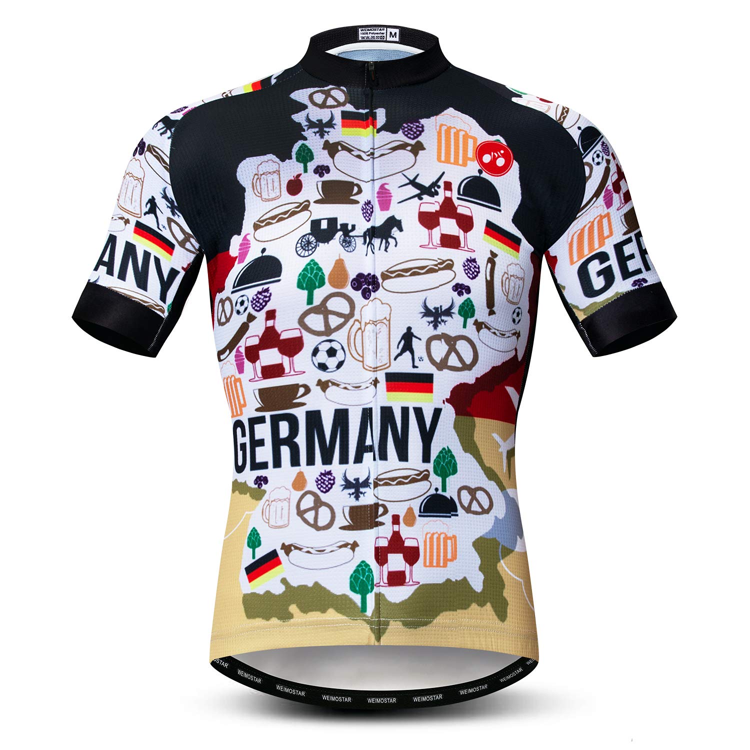 Men's Shorts Sleeve Cycling Jersey Top Bicycle Clothing Biking Bike Shirt Germany Black White Size XL