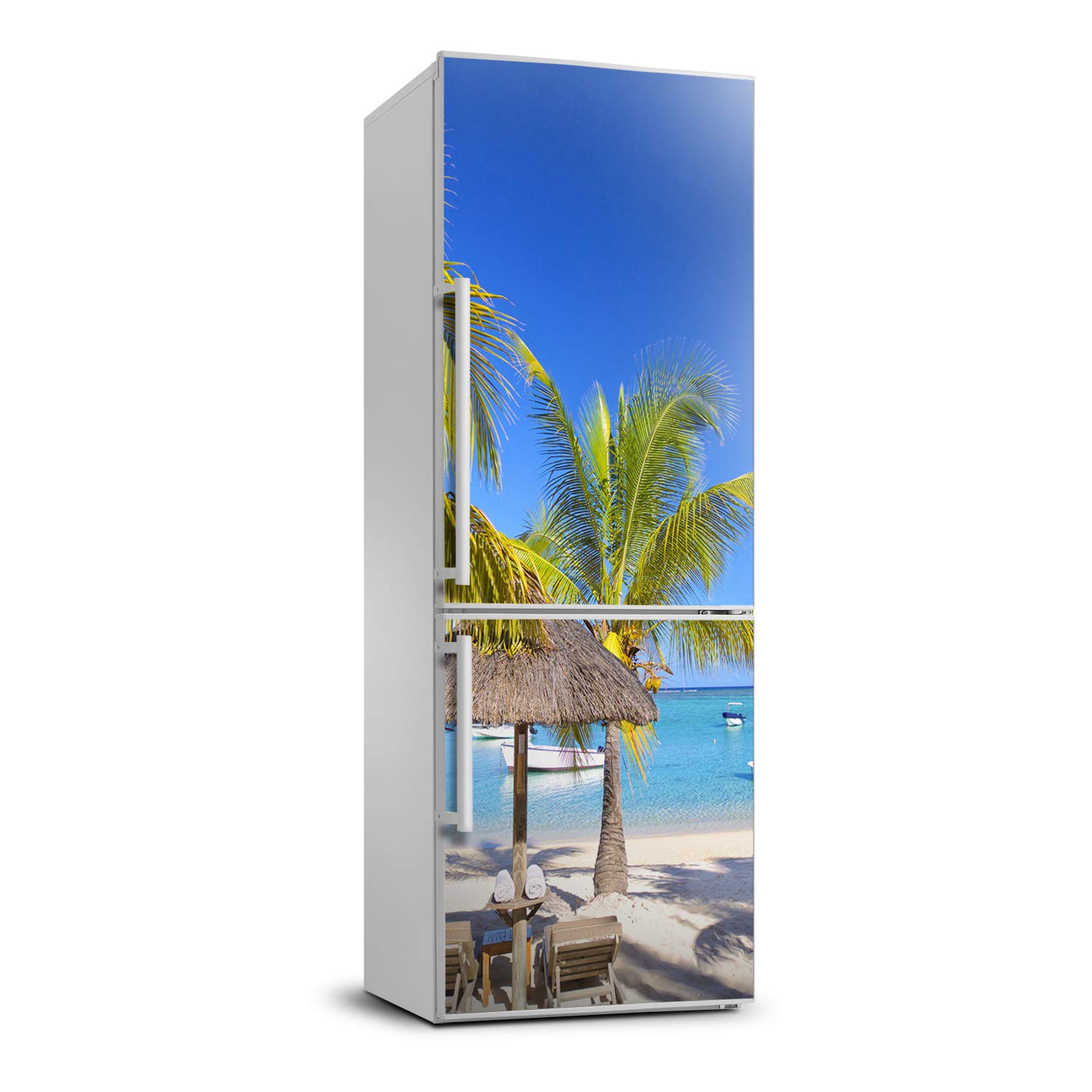 Película autoadhesiva playa tropical de 70x190 cm para renovar electrodomésticos