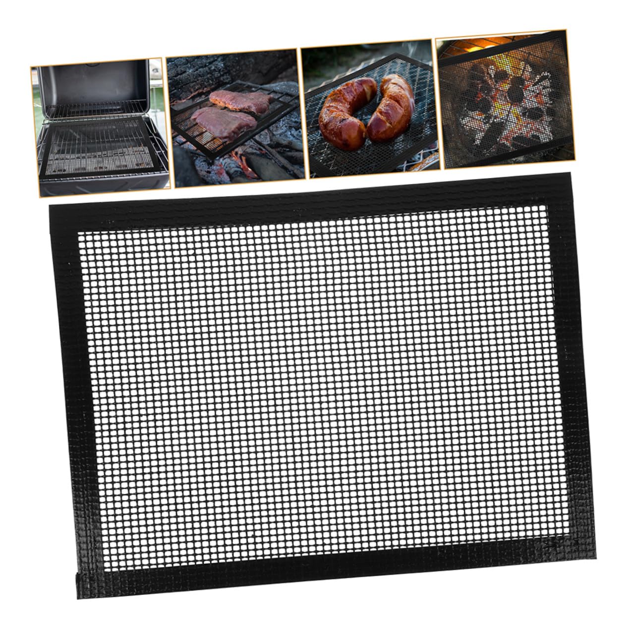 HANABASS 3 Stück BBQ Grillmatten aus Hitzebeständigem Wiederverwendbarem Mesh mit Antihaftbeschichtung Gesundes Grillen für Gas- Elektrogrills Leicht zu Reinigen