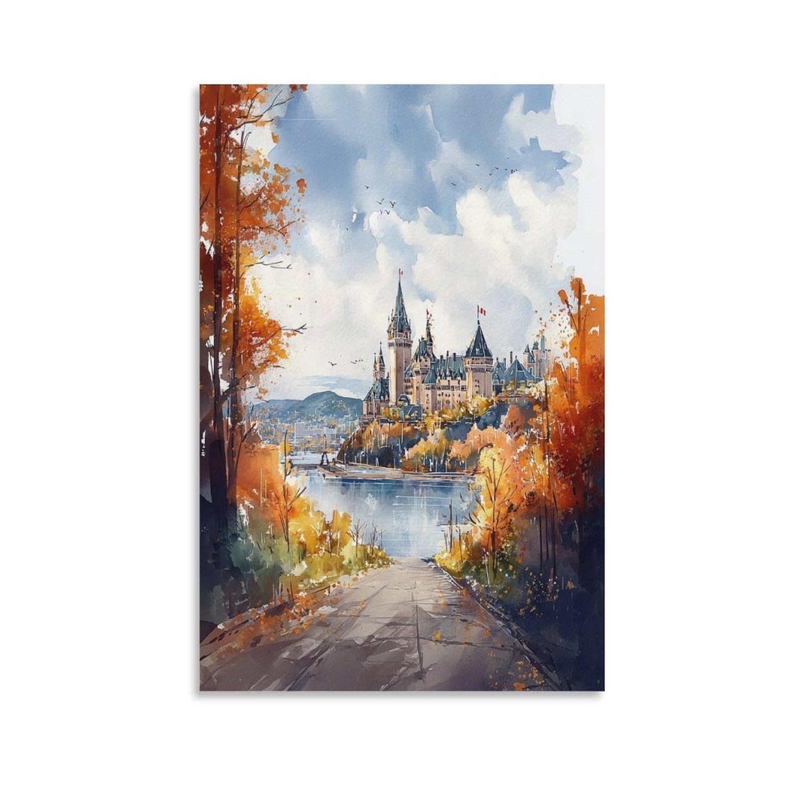 LCYNNH Ottawa Watercolor Painting 24x36inch(60x90cm) Vintage Travel Poster Watercolor Canvas Art