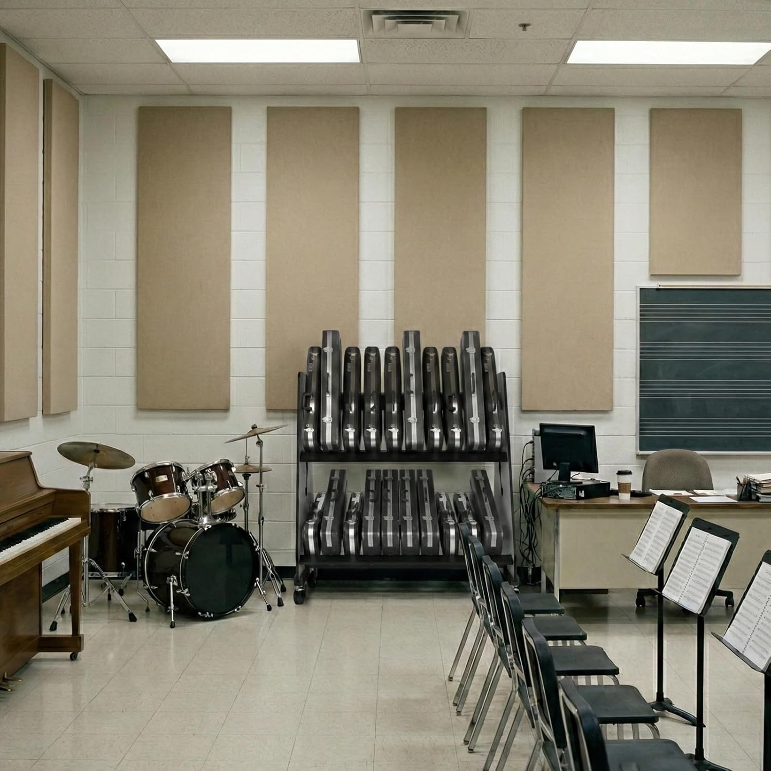 A&S Crafted Products Violin Case Storage Rack for Schools - The Band Room | Music Classroom Shelves | Made in U.S.A.