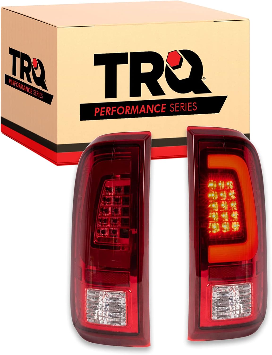 TRQ 2 Piece Driver & Passenger Side Tail Light Assembly Performance Set Red LED Compatible with 2008-2016 Ford F250 Super Duty F350 Super Duty