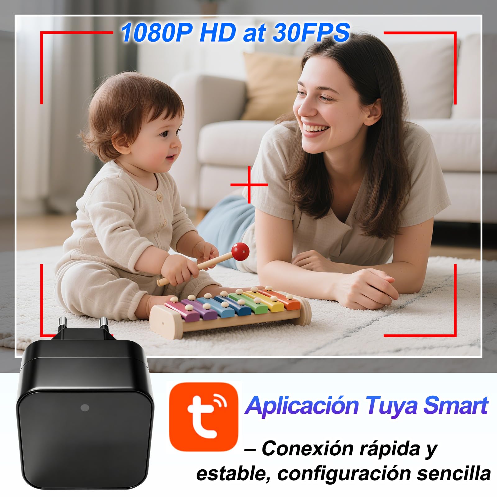 TANGMI Mini Camara Espia WiFi 2.4G y 5Ghz, 1080P HD & 100° Ángulo Camara Espia Invisible Camuflada con Detección de Movimiento y Alertas Instantáneas para Hogar y Oficina