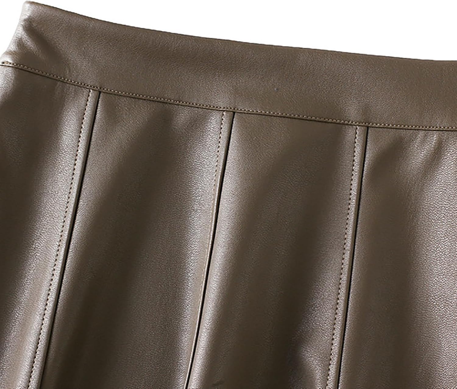 Women's Faux Leather Skirt High Waist Pleated Flare Midi Skirt Bodycon Wrap Midi Hip Skirts A Line Swing Skirts