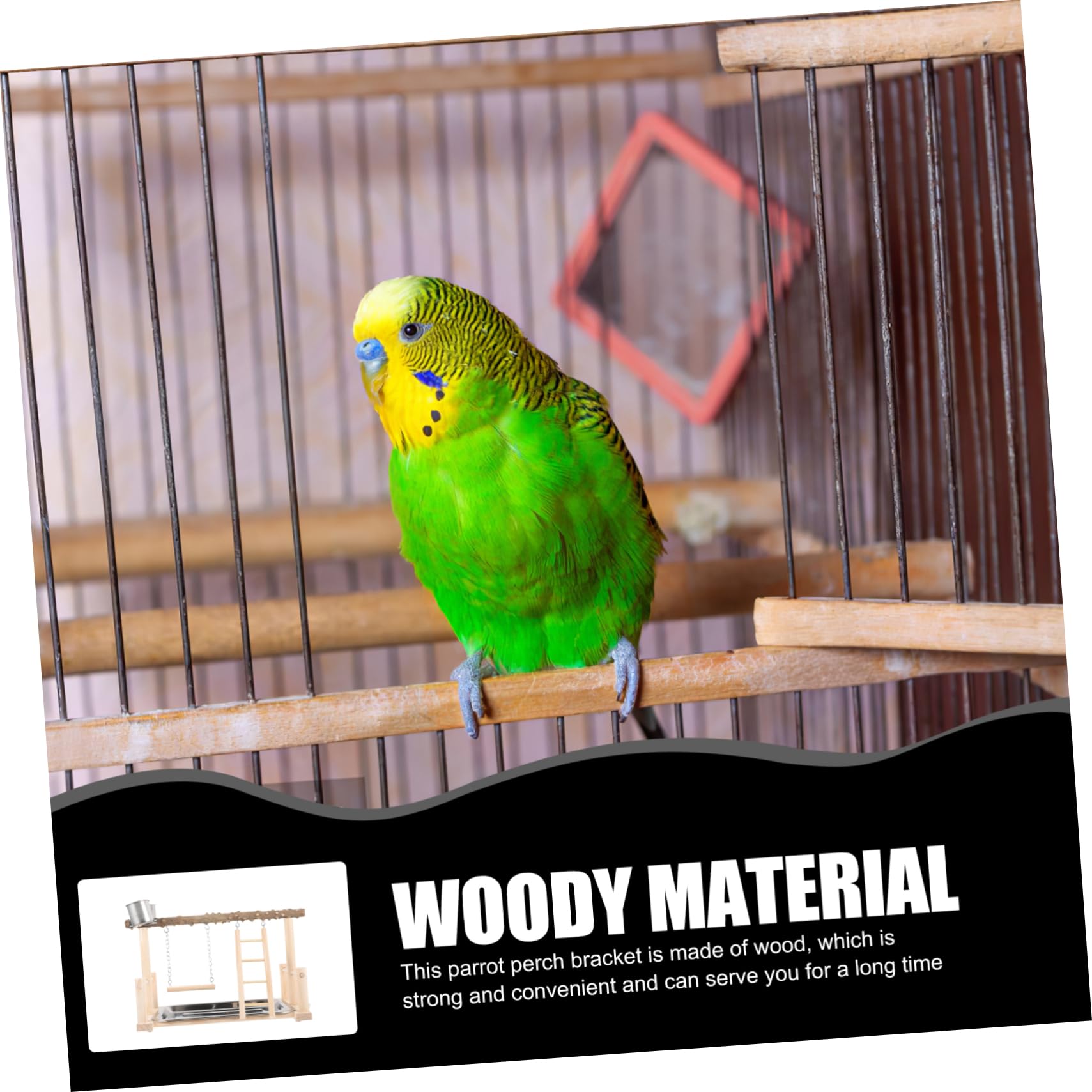 BESPORTBLE Soporte de Percha Natural para Loros de Madera Comedero Antideslizante y Plataforma Cómoda para Entrenamiento y Juego de Aves en Casa