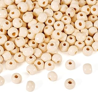 Craftdady 300Pcs Natural Round Wood Beads 10mm Ivory Wooden Ball Spacer Beads for Jewelry Making