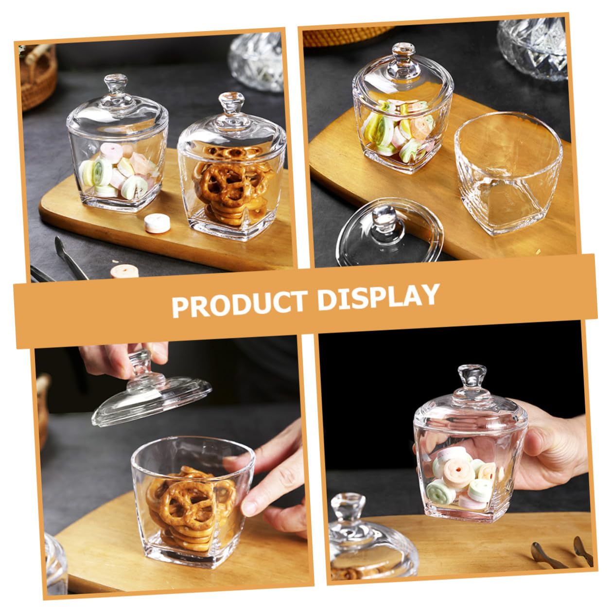 TOYANDONA 2 Stück-pack Glasbehälter mit Deckel 260ml für Snacks und Kekse aus Glas mit Abdichtung und Feuchtigkeitsschutz im Einfachen Stil