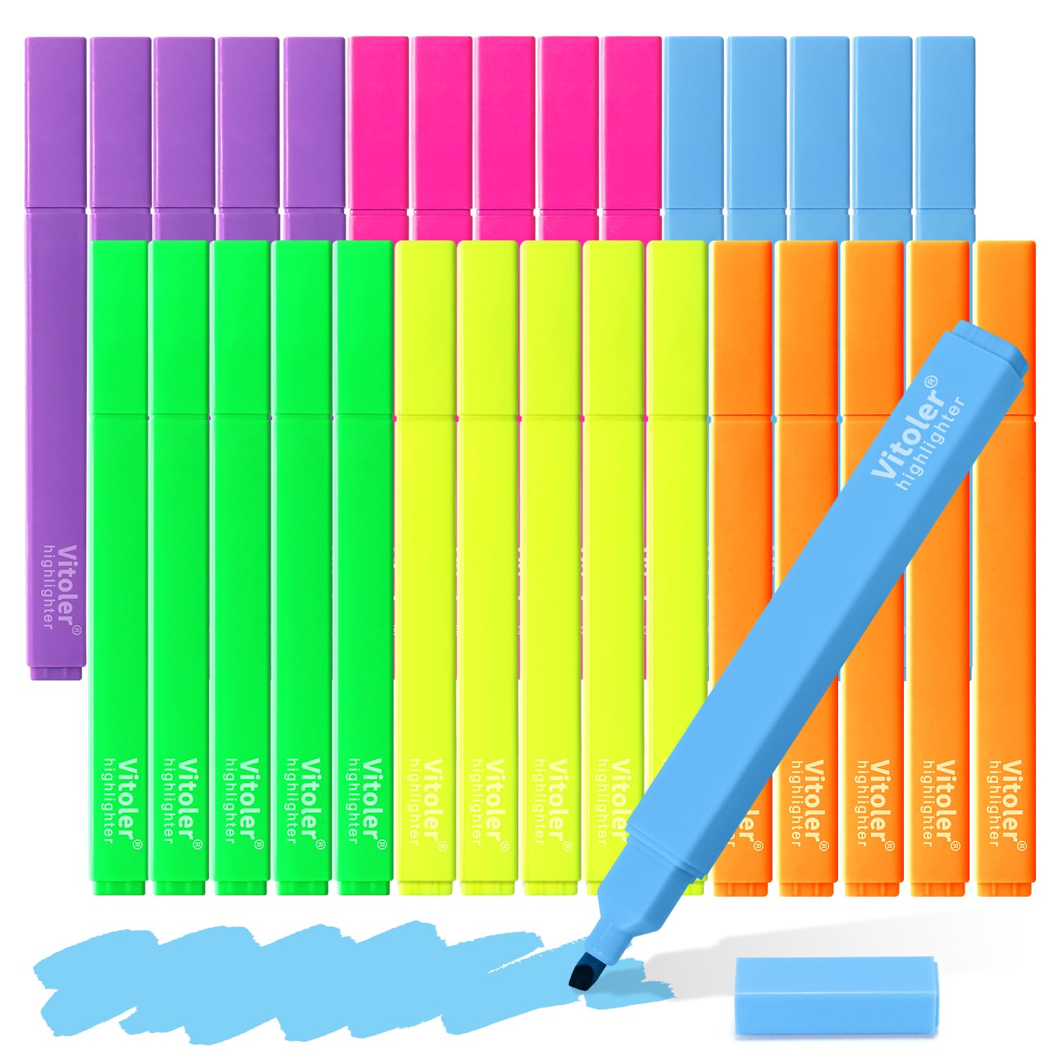 Piochoo Lot de 30 surligneurs fluorescents de couleurs assorties
