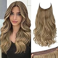 Vista 13 de SARLA - Extensiones de cabello con hilo invisible, con 3 clips, postizo sintético largo, ondulado, rizado, diadema ajustable transparente