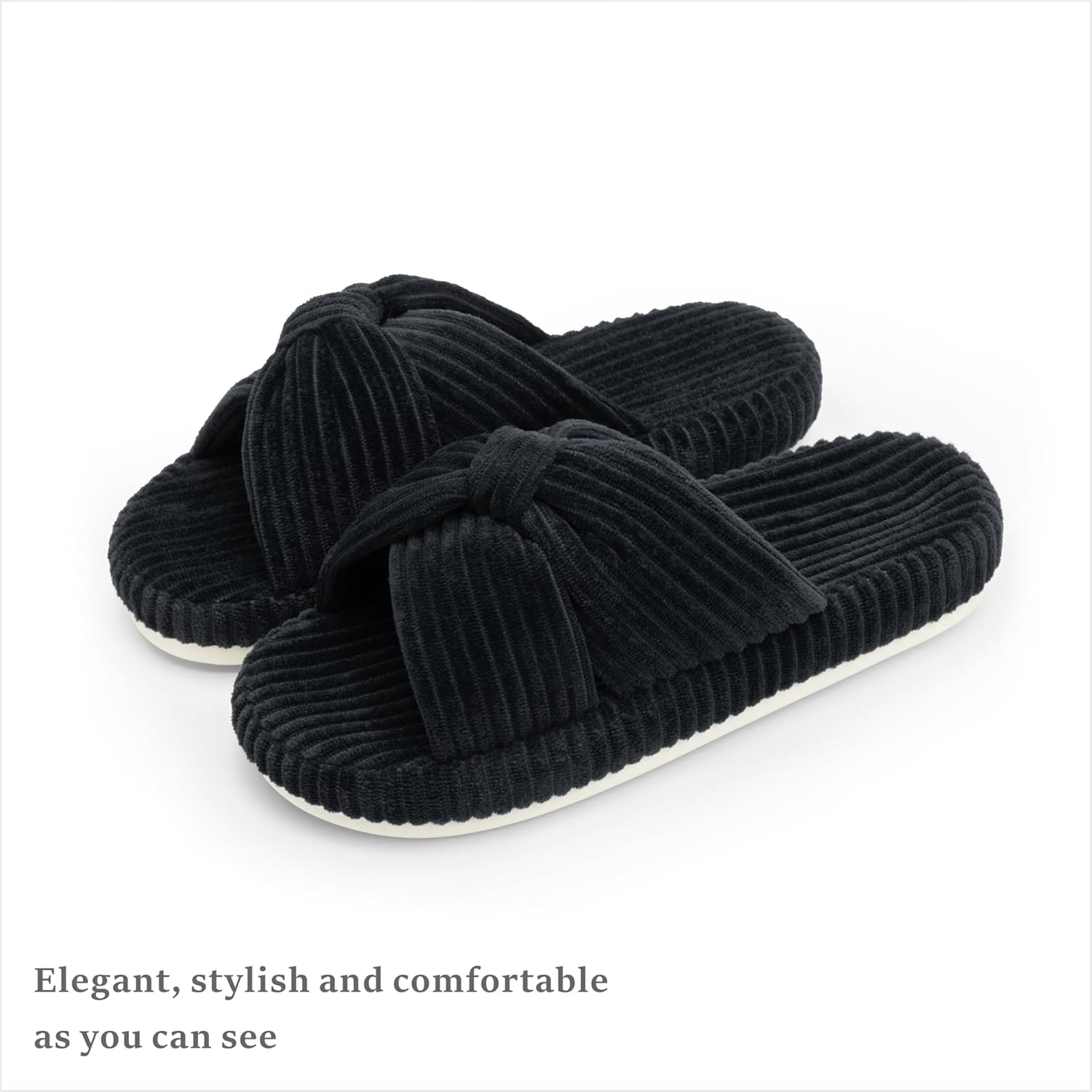 Chantomoo Slippers for Women Memory Foam House Bedroom Corduroy Bow Crossbands Slipper Shoes Comfy Trendy Gift Slippers - Image 6