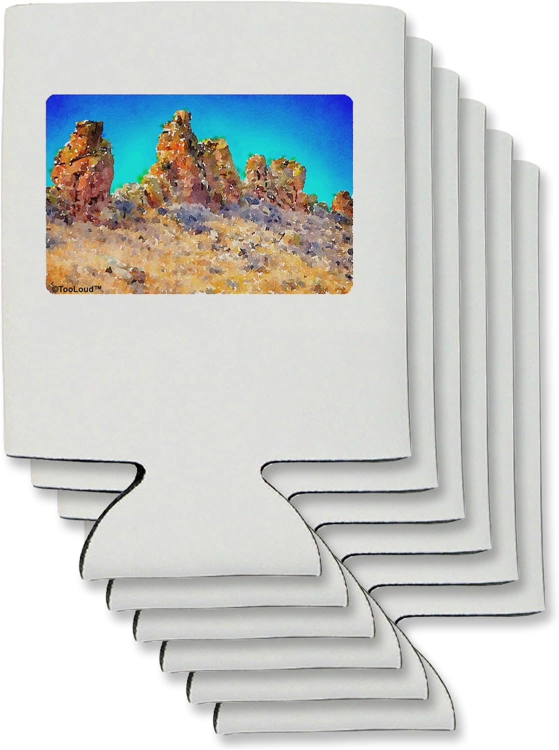 TooLoud Crags in Colorado Watercolor Can/Bottle Insulator Coolers - 6 Pieces