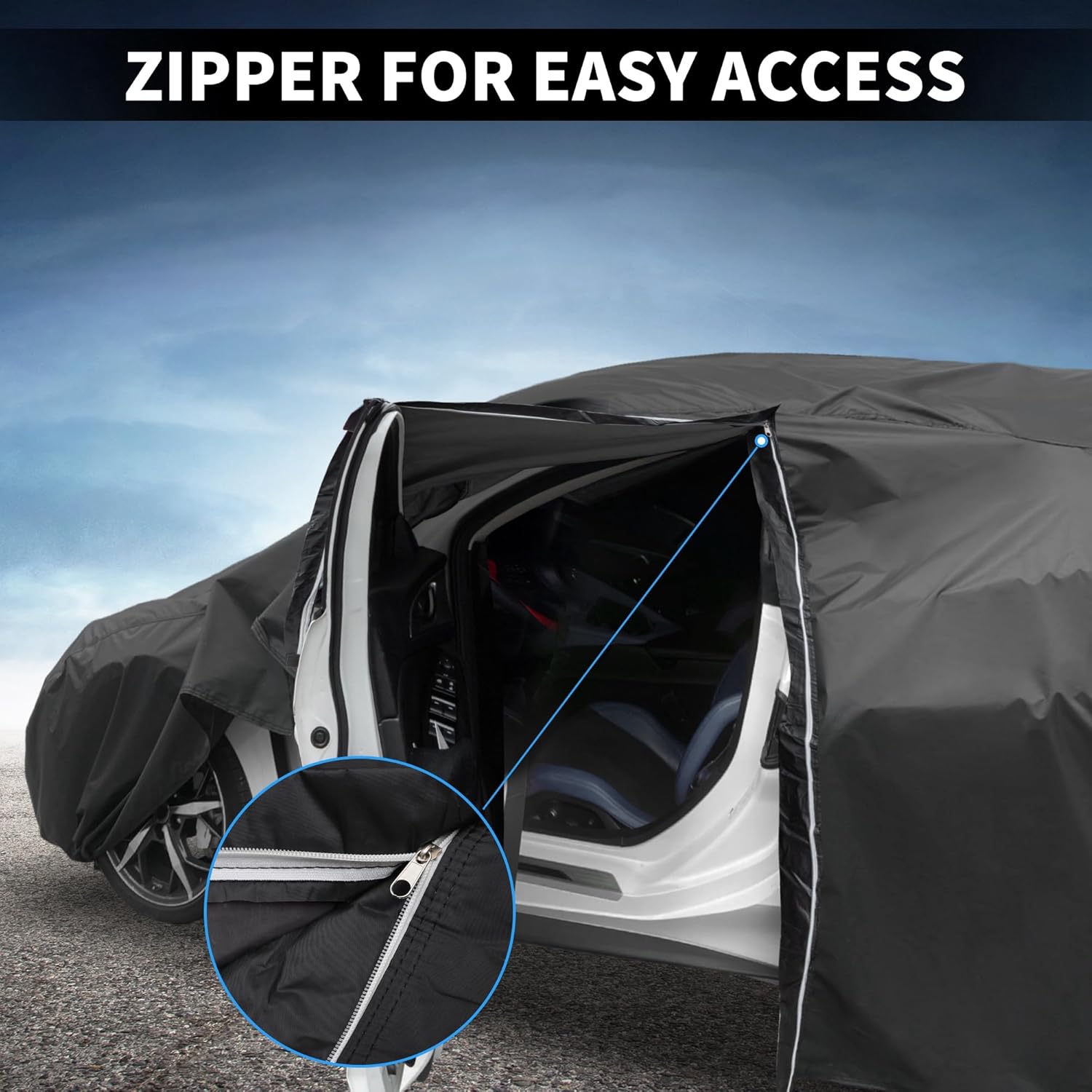 X AUTOHAUX Car Cover Outdoor Waterproof Sun Rain Snow Hail Protection with Left Side Door Zipper Aluminum Film for Toyota Corolla