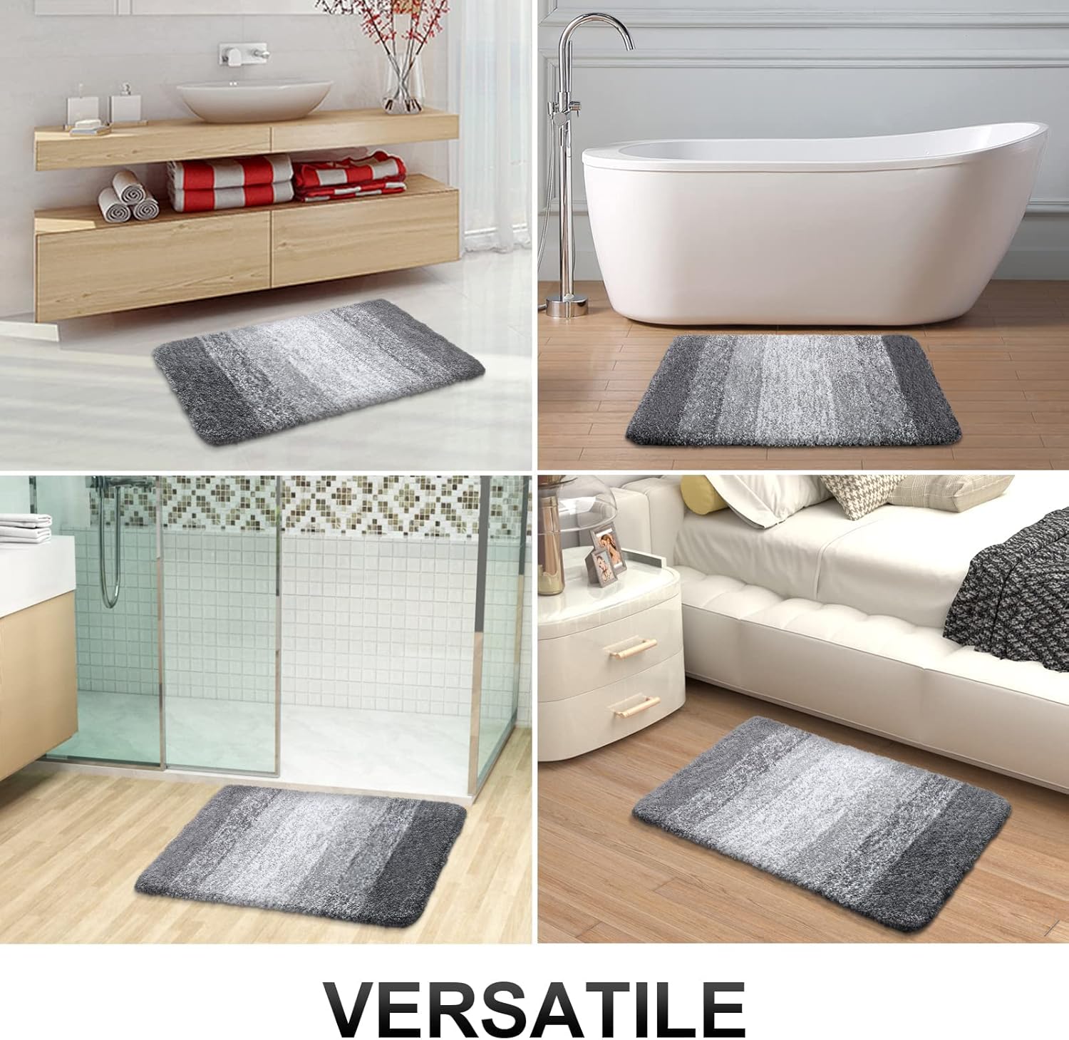 OLANLY Luxury Bathroom Rug Mat, Extra Soft and Absorbent Microfiber Bath Rugs, Non-Slip Plush Shaggy Bath Carpet, Machine Wash Dry, Bath Mats for Bathroom Floor, Tub and Shower, 16x24, Grey : Home & Kitchen