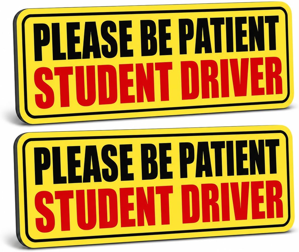 2 Pack Reflective Student Driver Magnets for Car Bumper, New Driver Signs