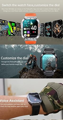 Miniatura 5 de Relojes inteligentes militares para Xiaomi Redmi Note 9 Pro Max - HD 1.96 "Pantalla grande Reloj inteligente resistente (respuestallamadas de