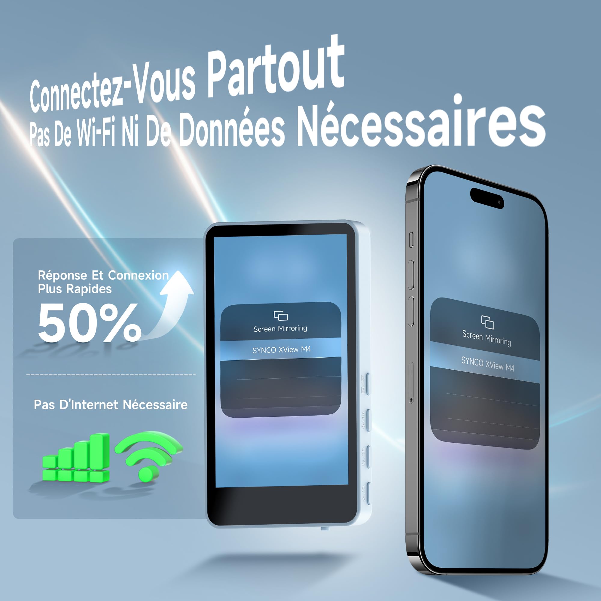 SYNCO XView Monitor Selfie Vlog pour iPhone 17 - Écran Selfie Magnétique sans Fil 1080P/4K pour Vlog, Utilise Caméra Arrière, 50m, 3h, Haut-Parleur pour Live Youtube/TikTok