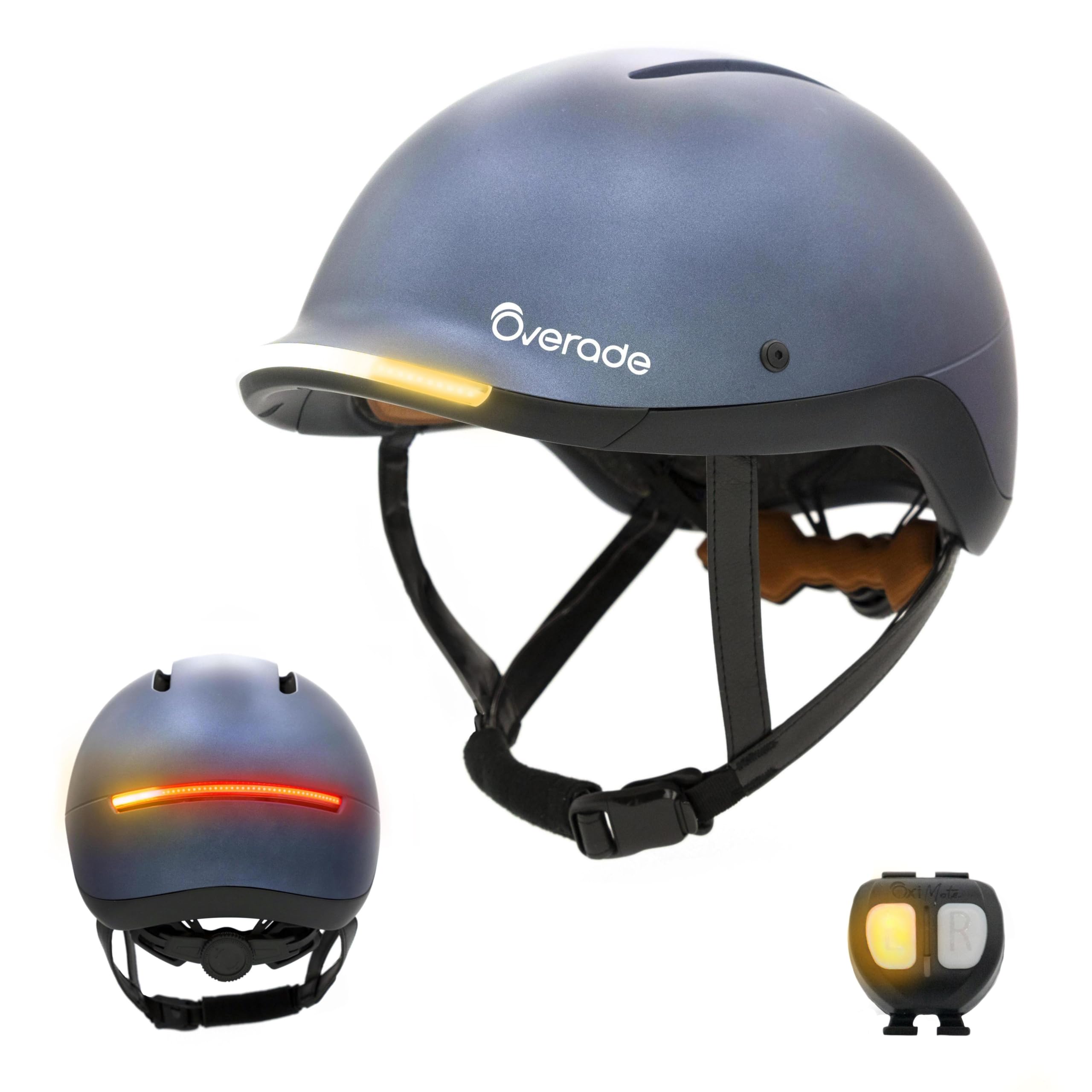 Overade Innovation - 'Life' Helmet for Bicycle and Scooter, with Powerful Front/Rear Light, Including Oximote Flashing Remote Control, One Size fits All.