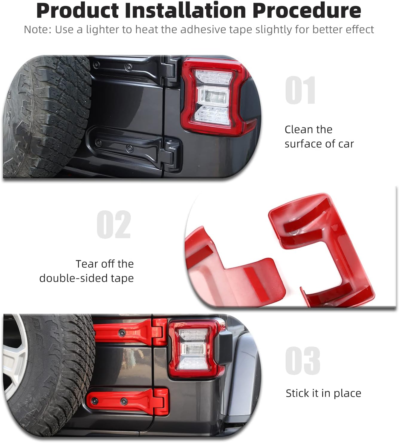 CheroCar for Jeep JL Tailgate Hinge Cover Spare Tire Bracket Rear Door Liftgate Trim Exterior Accessories for Jeep Wrangler JL JLU 2018-2026 Sport X Sahara Rubicon
