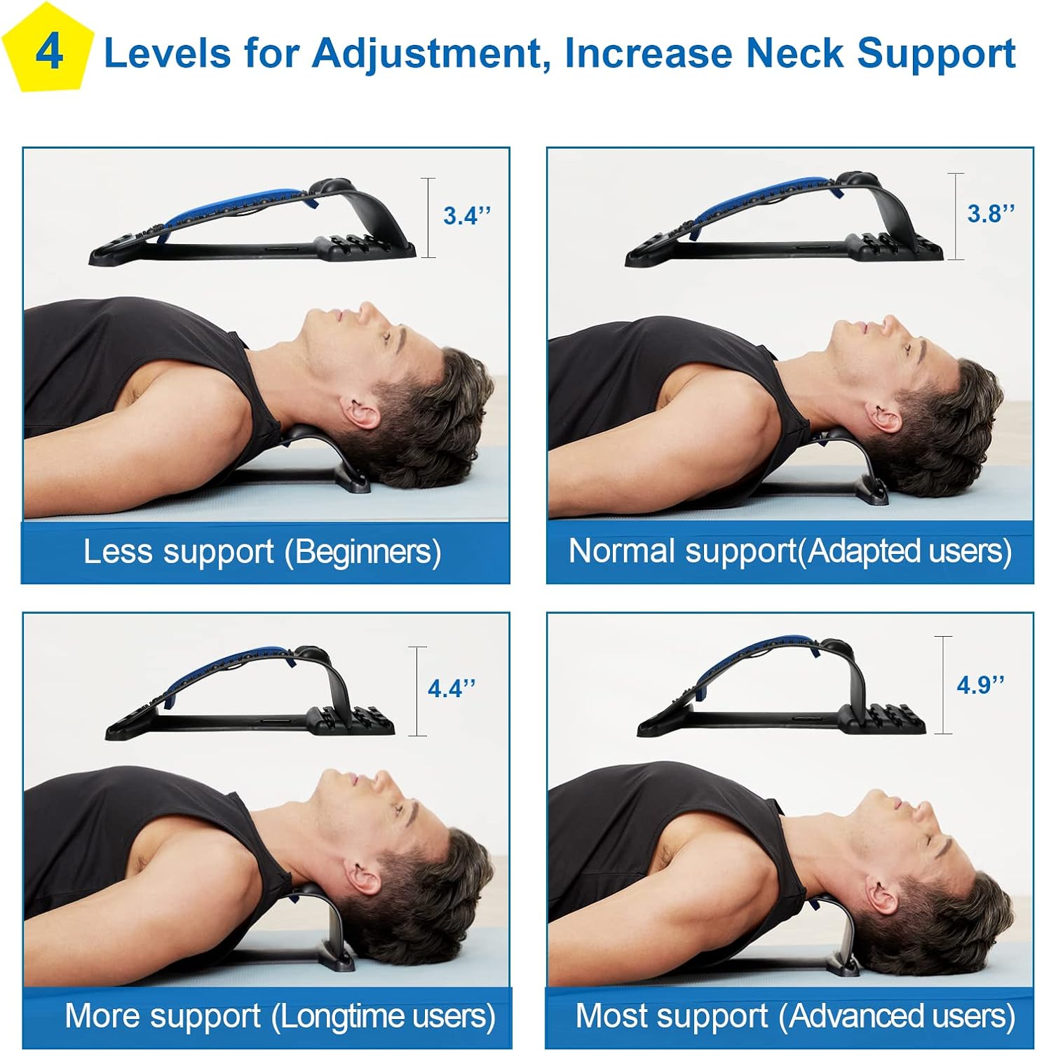 JNATER Neck Stretcher, (4-Level) Cervical Neck Traction Device for Neck Pain Relief and Neck Stiffness, Adjustable Neck and Shoulder Relaxer, Neck Massager for Muscle Relax, Cervical Spine Alignment