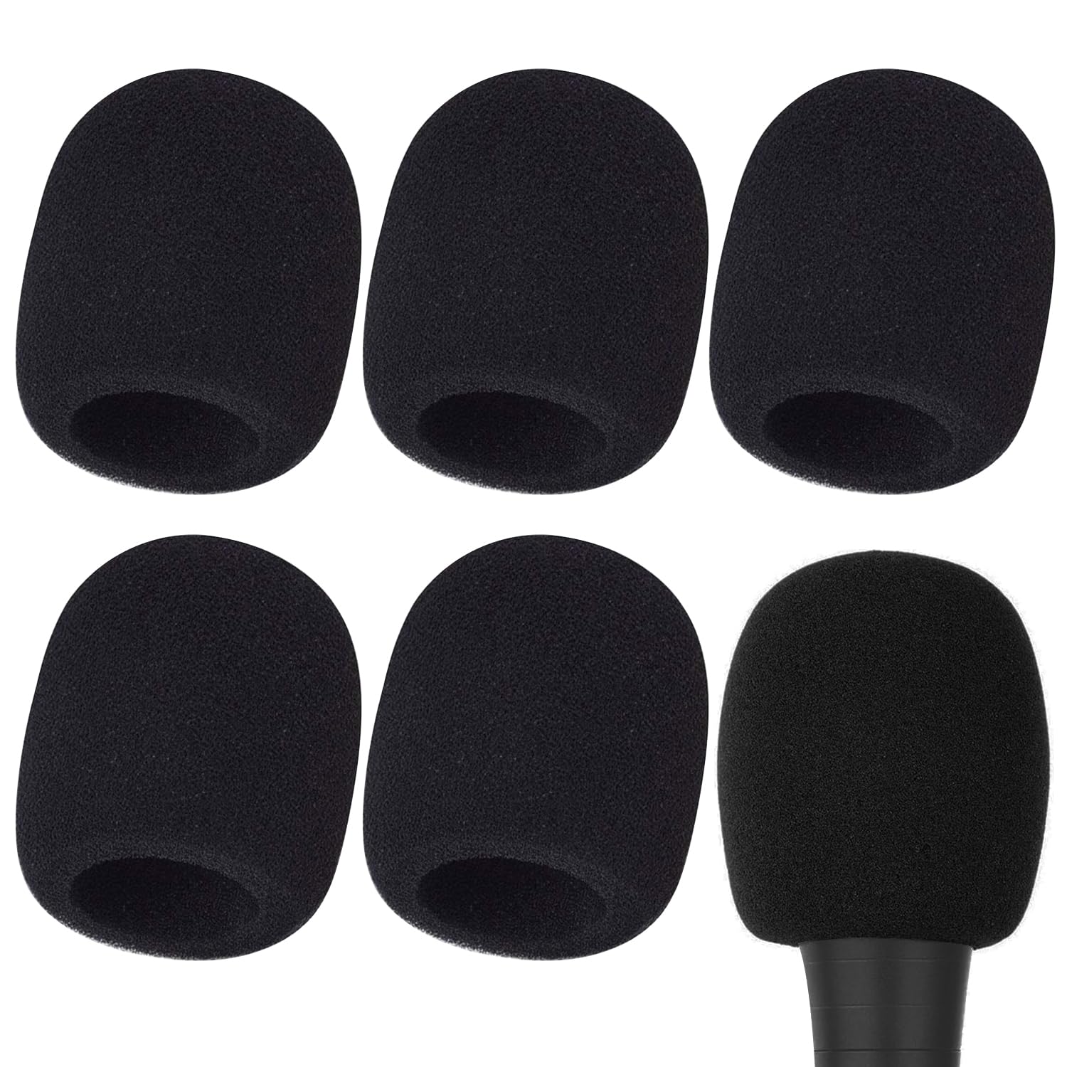 Wireless Microphones, UHF Metal Rechargeable Cordless Dynamic Mic System with Auto-Connect Receiver, 160ft Range Professional Wireless Microphone for Karaoke, Wedding (Black-6PCS Foam Mic Covers)