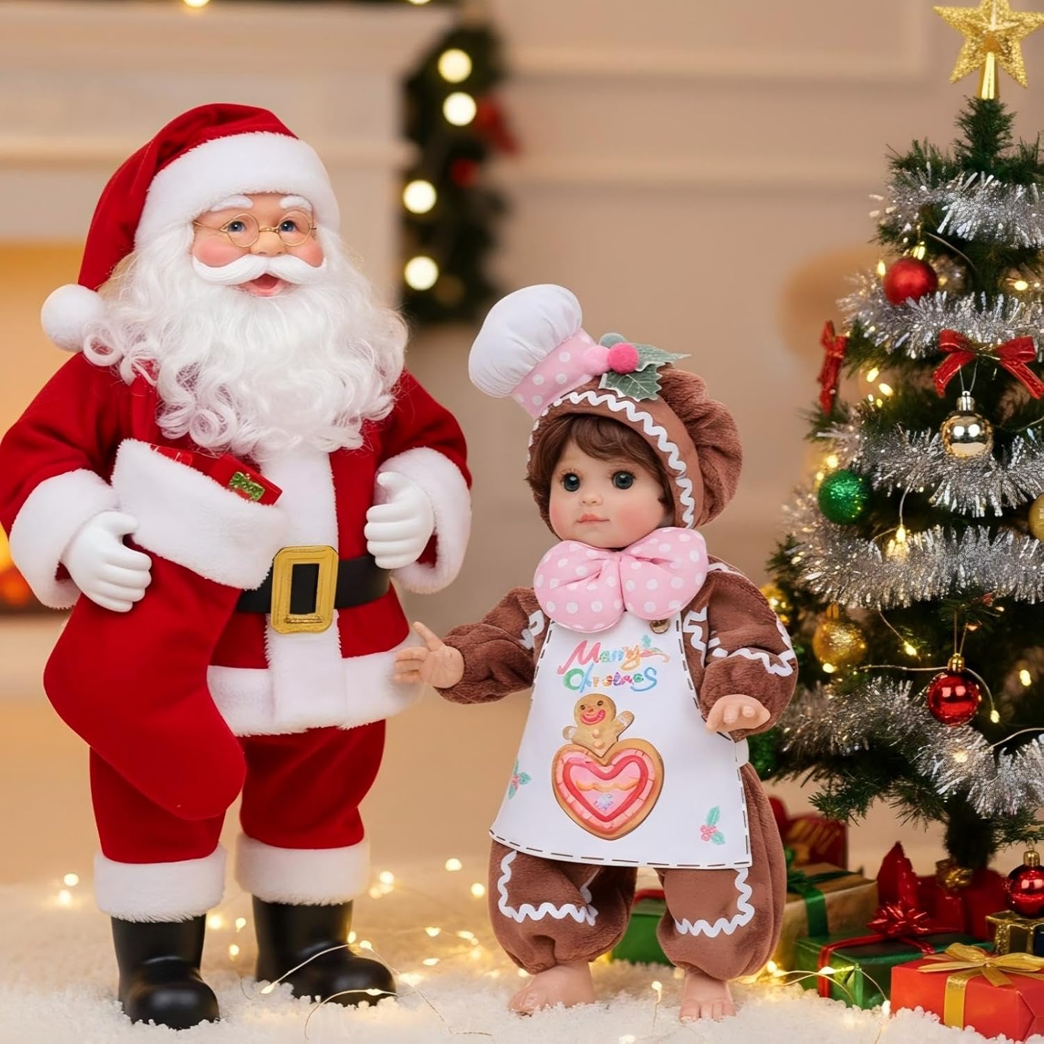 18" Vinyl Cute Lifelike Reborn Baby Doll, Newborn Doll for Christmas, Realistic Baby Doll with Biscuit Clothing ＆ Green Eyes, Name Sugarbell