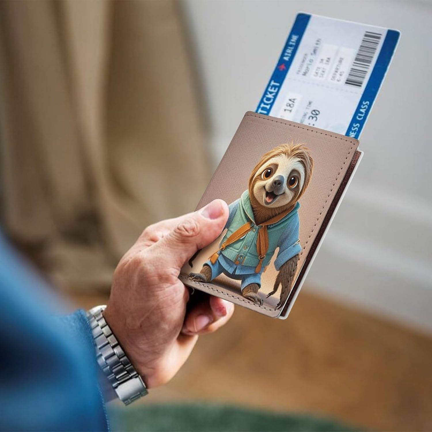 Cartoon Funny Sloth Passport Holder Passport Wallet PU Leather Passports Protective Cover Slim Travel Accessories image 4