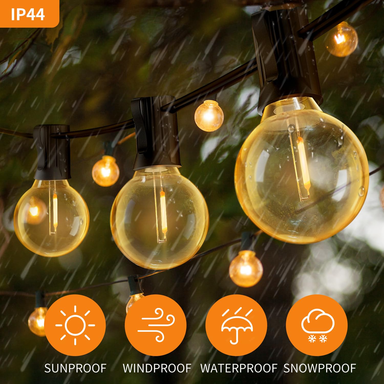eisaro Catena Luminosa Esterno | 31M Catena Luminosa Esterna, Dotata di Lampadine G40 45+3, Materiale Plastico, IP44 Impermeabile, Adatta per Esterni E Interni, Balconi, Feste, Terrazze E Altri