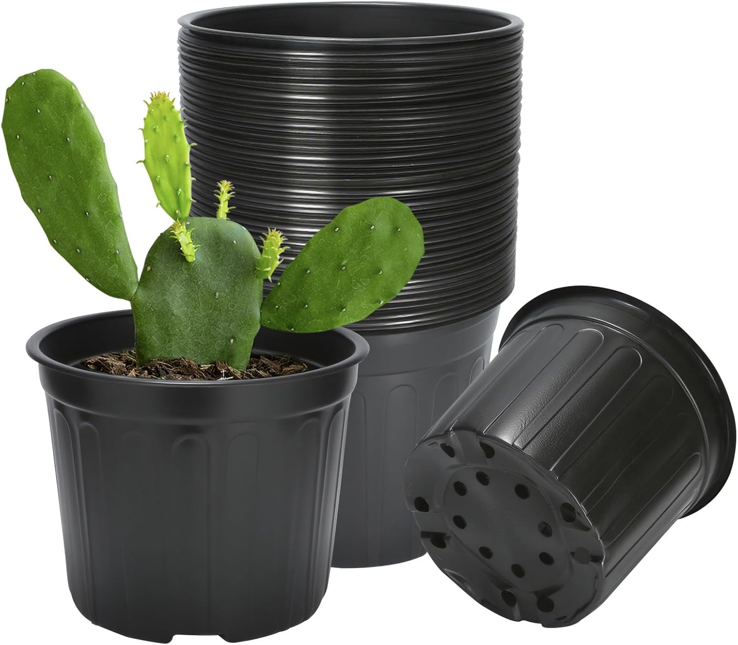 40 Pack 3 Gallon Nursery Pots - 10 Inch Flexible Plastic Planters with Drainage Holes for Seedlings, Indoor Outdoor Gardening