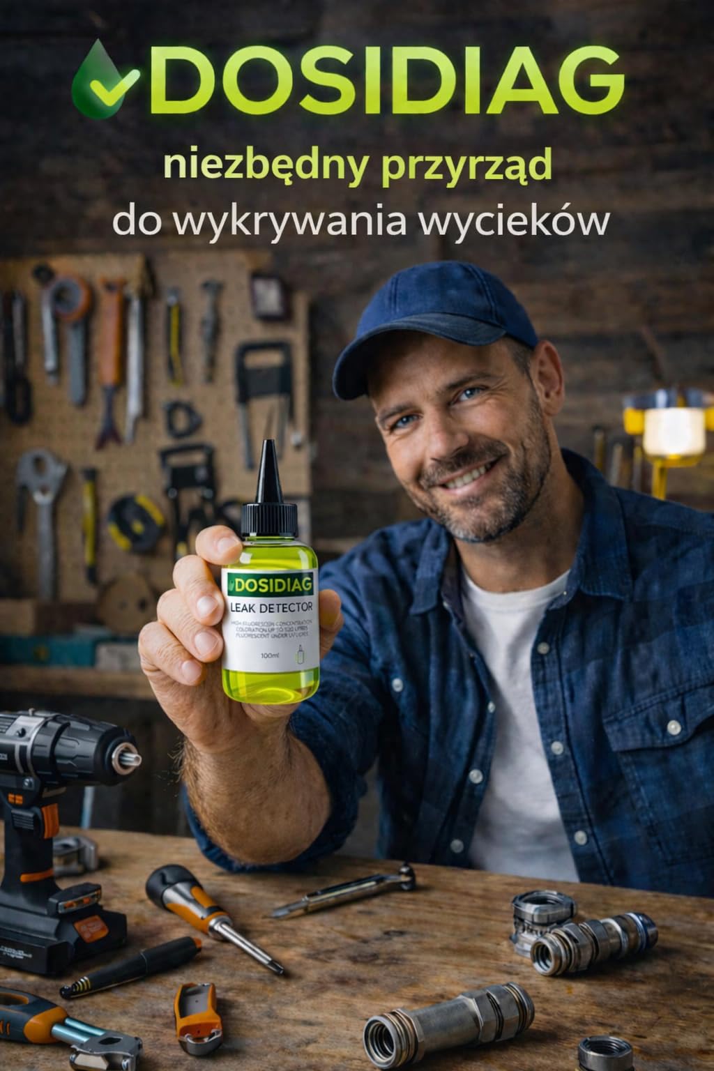Detektor wycieku DOSIDIAG | Uniwersalny wykrywacz wycieków: basen, spa, instalacja sanitarna, dach, samochód | wysoka koncentracja fluoresceiny | barwnik do lokalizacji wycieków
