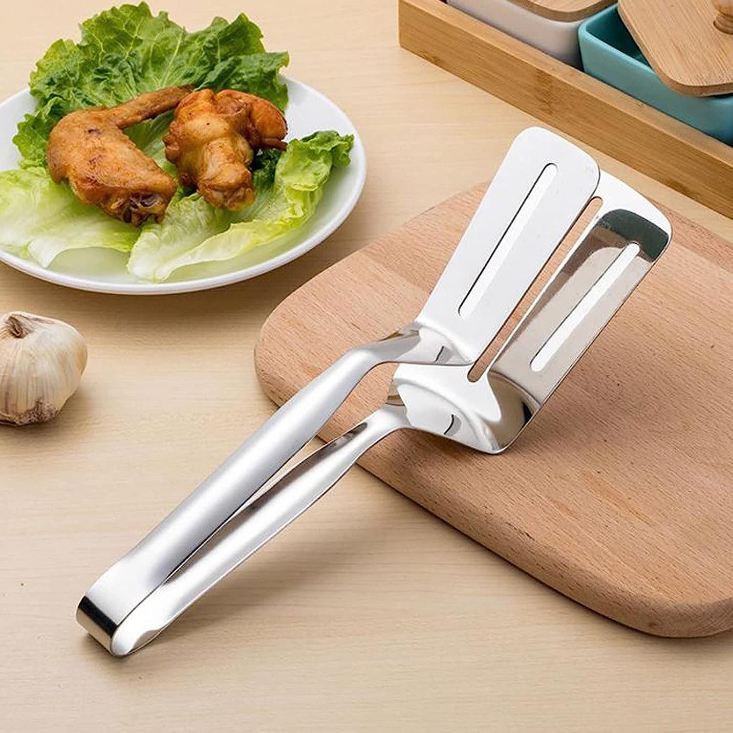 ACiyD Pinza de Pala para freír de Acero Inoxidable de Grado alimenticio, Pinza Multifuncional para Carne, Barbacoa, freír Pescado, espátula, Pinzas para Pan, 1 ud.