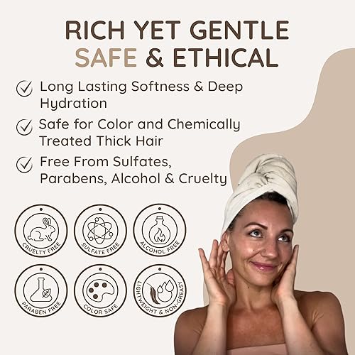 Miniatura 6 de VITAMINS hair cosmetics Mascarilla capilar de queratina para cabello seco dañado, biotina, colágeno y aceite de ricino, acondicionador profundo,