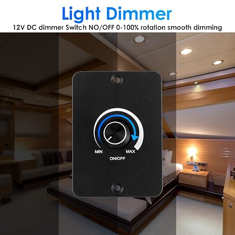 DC 12V-24V PWM LED Dimmer Switch 0%-100% Flicker-Free No Noise