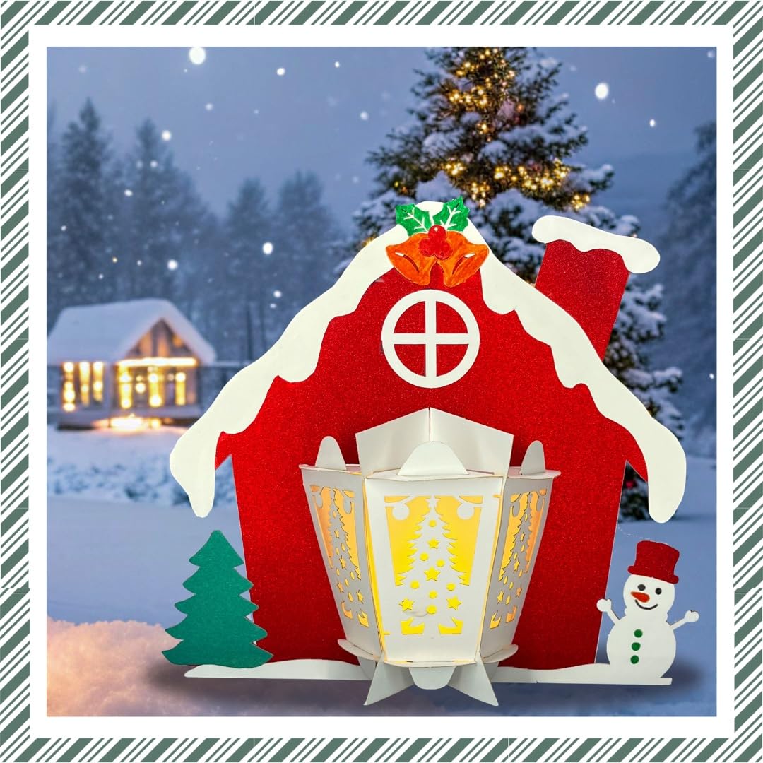 CrafTreat Winter House Paper Lantern – DIY Christmas Lantern Kit | Easy to Assemble, Reusable Festive Decoration and Handmade Gift Idea