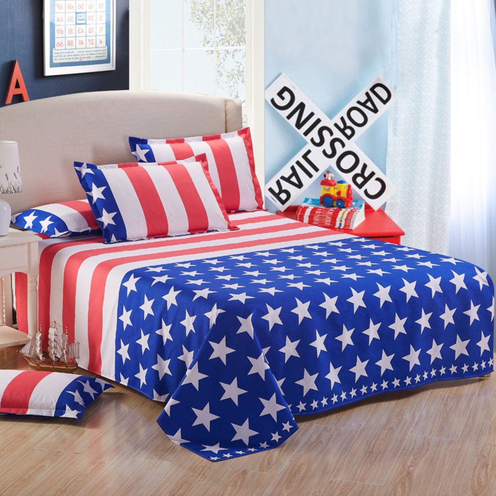 Feuilles imprimées cartoon drap de lit 180x230cm simple et double lit