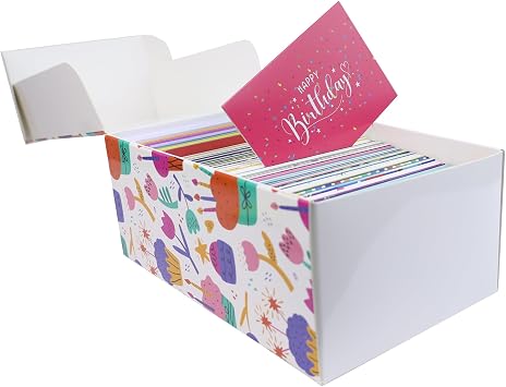 Dessie 120 Unique Happy Birthday Card Assortment 4x6 - Bulk Birthday Cards with Envelopes, Message Inside, Box & Gold Seals Assorted Birthday Cards Multipack for Employees Men Women