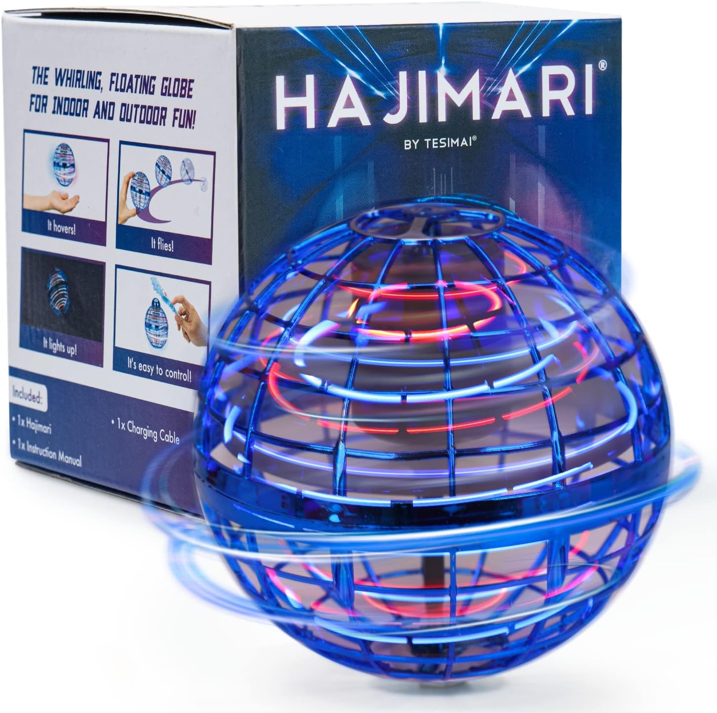 HAJIMARI Nova Flying Toy - Floating Boomerang Drone Ball | 360 Rotating Flying Ball Outside Toy | Flying Space Orb Ball with Built in RGB LED Lights | Magical Orb Hovering Boomerang Safe for Kids