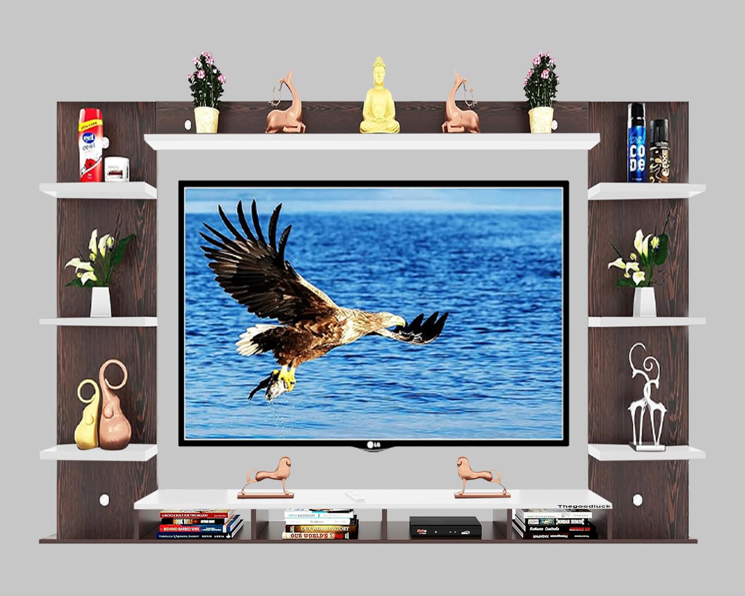 The Good Luck 24 to 55 Inches TV Unit, TV Cabinet, TV Showcase, TV Stand, tv Entertainment Unit, tv Panel, tv Wall Unit (Brown - White, 33-43 Inches)-image-24