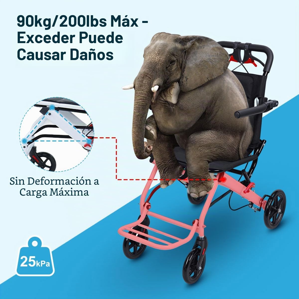 Silla de Ruedas Portátil de Viaje - Plegable y Ligera (18 Libras) - Para Adultos Mayores - Soporta 200 Libras