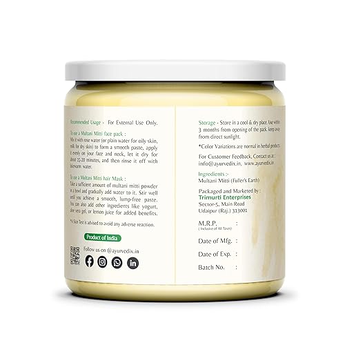 Miniatura 2 de Fullers Earth Powder 8.82 oz  Media libra  Polvo de tierra de Fuller  Mitti de barro multani  Arcilla curativa india  Arcilla de bentonita