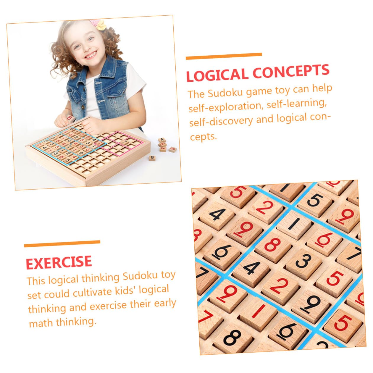 Juego de Mesa Sudoku de Madera, Juguete Educativo de Aritmética Tablero de 9 Casillas, Material Didáctico Seguro y Desarrollo Cognitivo, Adecuado para Aprendizaje Temprano