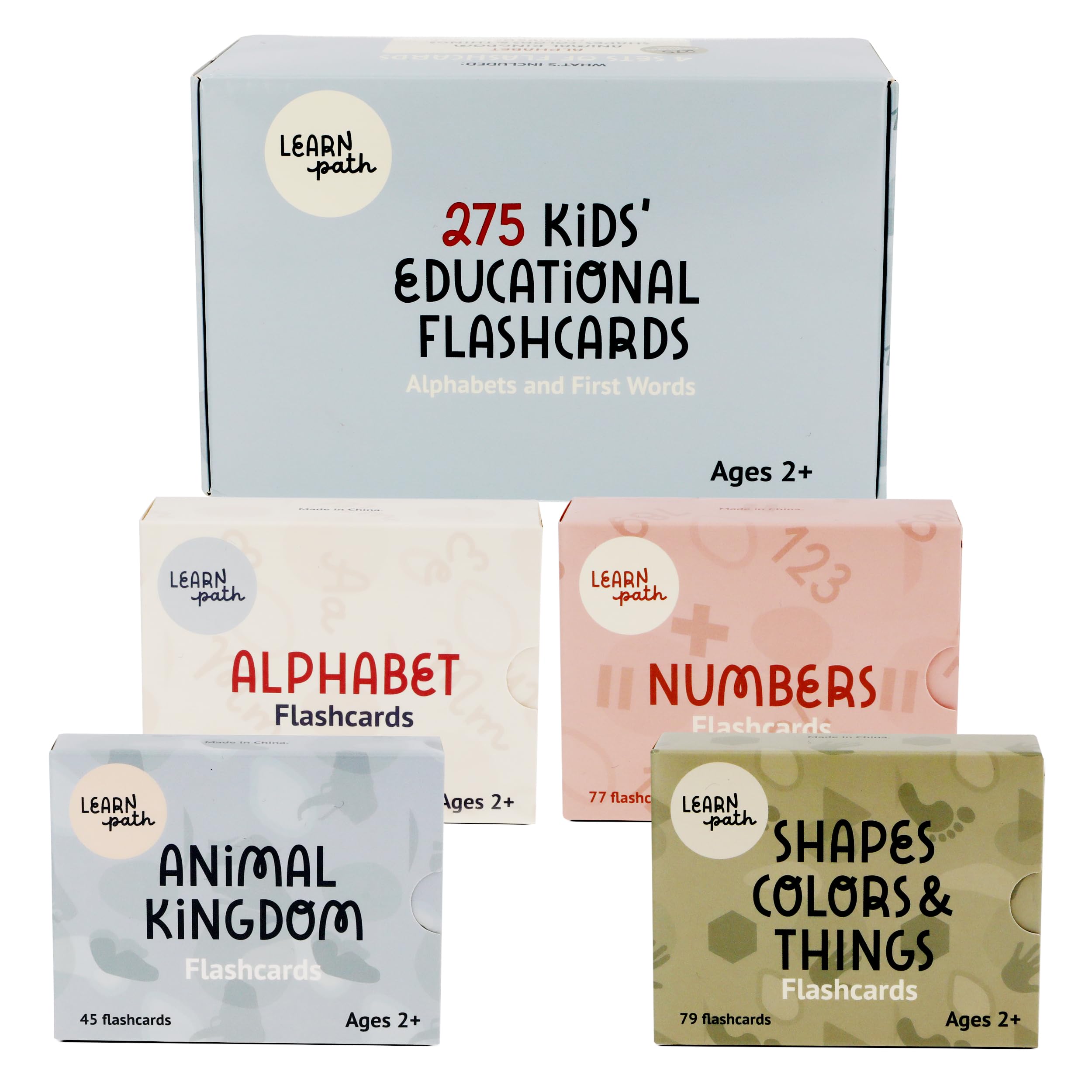 LEARNpath Toddler Flash Cards for Ages 2+ - Real Image 470 Flash Cards for Toddlers 3-5 Years with Illustrations, Alphabet, First Words, Numbers, Colors, Shapes & Math Symbols