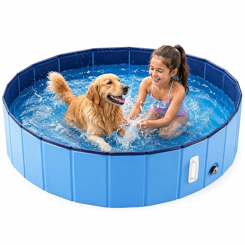 Piscina Dobrável para Cães em PVC com Fundo Antiderrapante DEWEL M (121,92 x 30,48 cm)