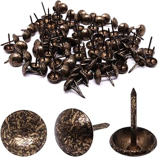 YuGtcen 100pcs Upholstery Tacks for Furniture, Decorative Nails Thumb Tacks Metal Upholstery Nails for Wood Pins Vintage Furniture Tack (11x17mm, Antique Bronze)