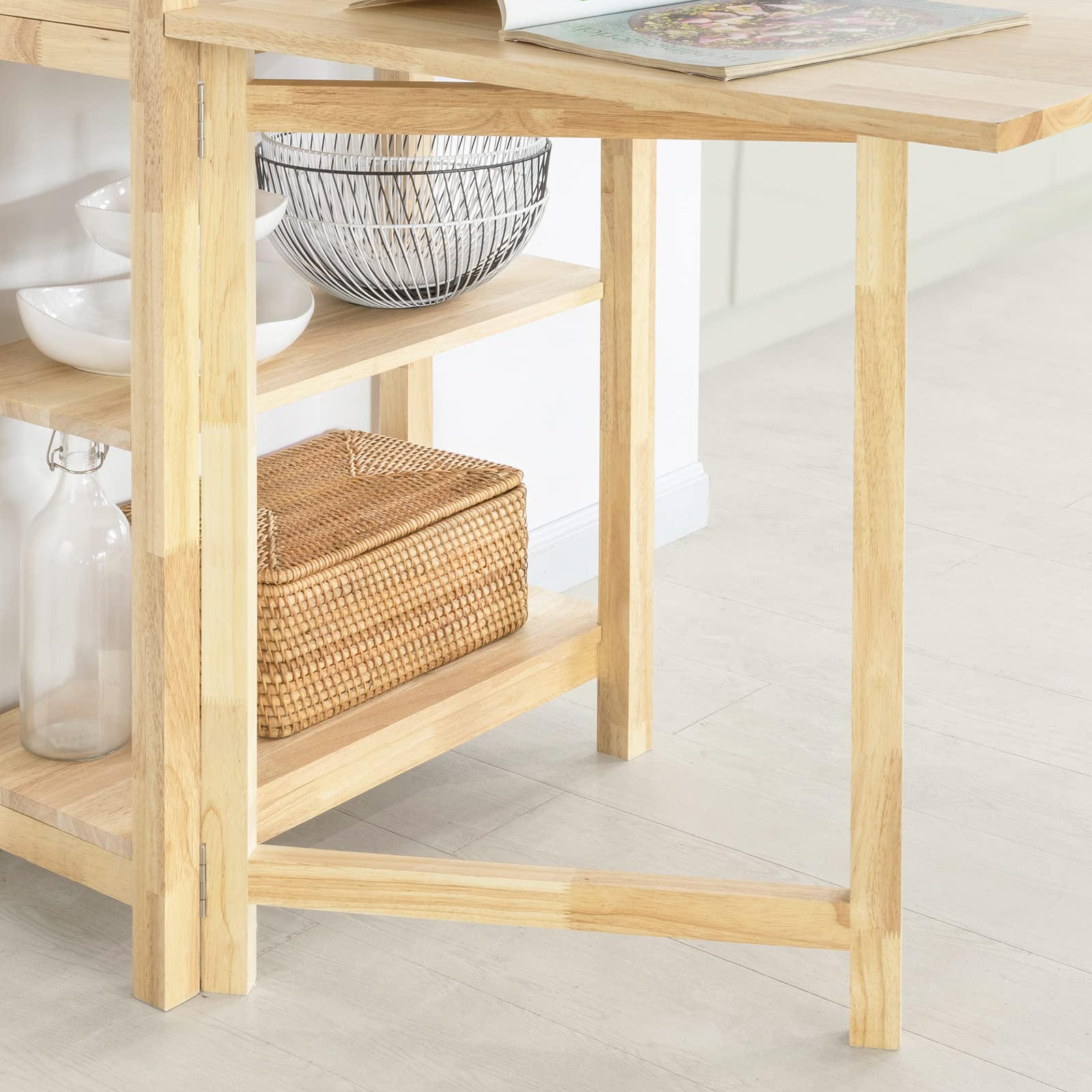 SoBuy Klappbarer Esszimmertisch mit 4-stufigem Seitenregal, 98x126x60cm