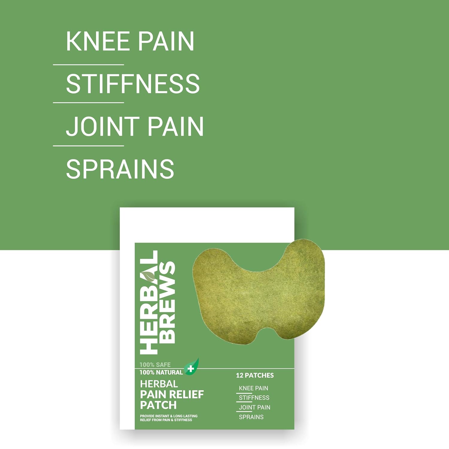 Herbal Brews - Pain Relief Patches - 12 Knee Pain Patches (Specially Designed for Knee Joints) | 100% Safe & Natural Knee Pain Relief Products | INSTANT RELIEF | NO SIDE EFFECTS Herbal Brews - Pain Relief Patches - 12 Knee Pain Patches (Specially Designed for Knee Joints) | 100% Safe & Natural Knee Pain Relief Products | INSTANT RELIEF | NO SIDE EFFECTS