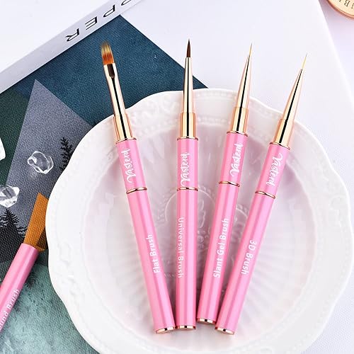 Miniatura 5 de Juego de 5 pinceles de uñas de doble punta para arte de uñas con cepillo de gel de extensión de uñas, cepillo de gel constructor, cepillo de